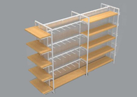 Multifunction 4 Sided Metal Retail Display Shelves With Hooks And Cabinets